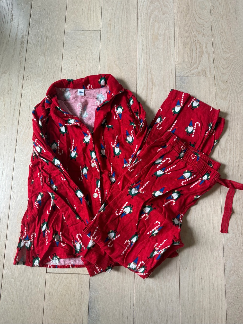 Old Navy Red gnome & Candy Cane Kids Pajama Set